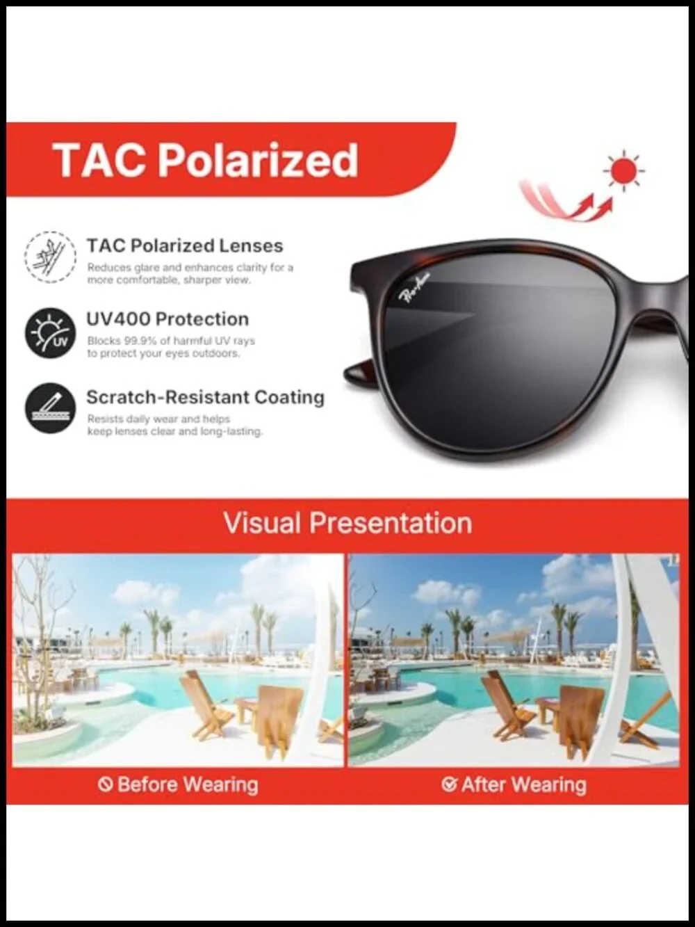 Retro Round Polarized UV400 Sunglasses, Lightweight Fashion Shades
